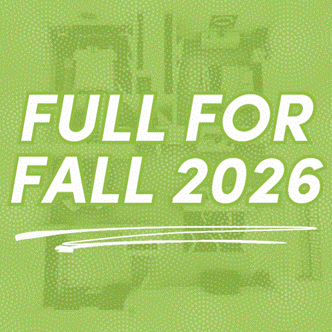 A green poster with the text "FULL FOR FALL 2026" written in white.